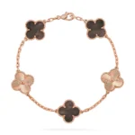 CLOVER 5 MOTIF GRAY MOP BRACELET COLLECTION - Rose-Diamond, 19