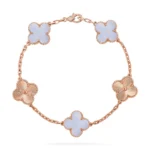 CLOVER 5 MOTIF PURPLE CHALCEDONY BRACELET COLLECTION - Rose-Laser, 19