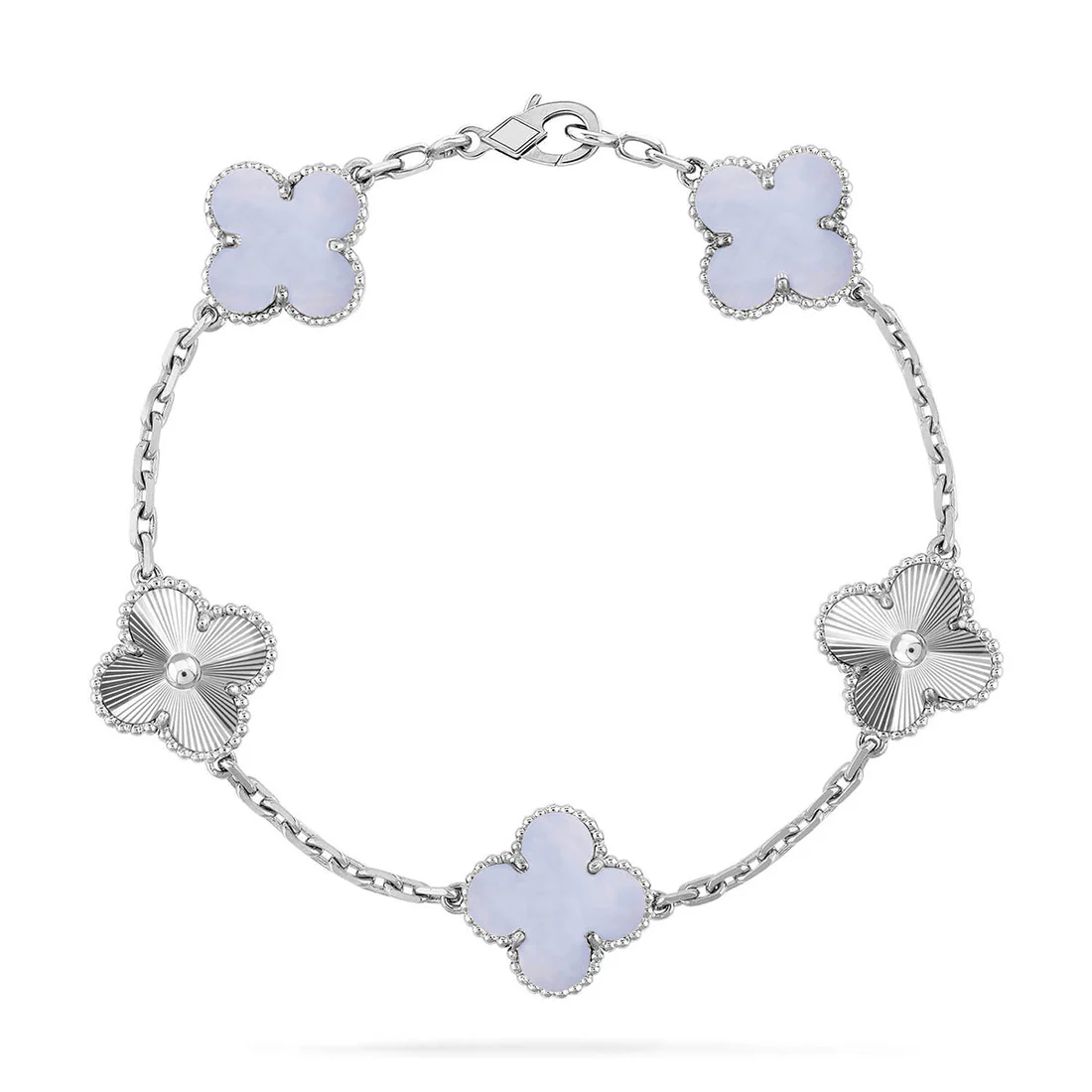 2_fd9b010d-23a2-4baf-93a1-73a73897f062.webp CLOVER 5 MOTIF PURPLE CHALCEDONY BRACELET COLLECTION - Silver-Laser, 19 - Image 1