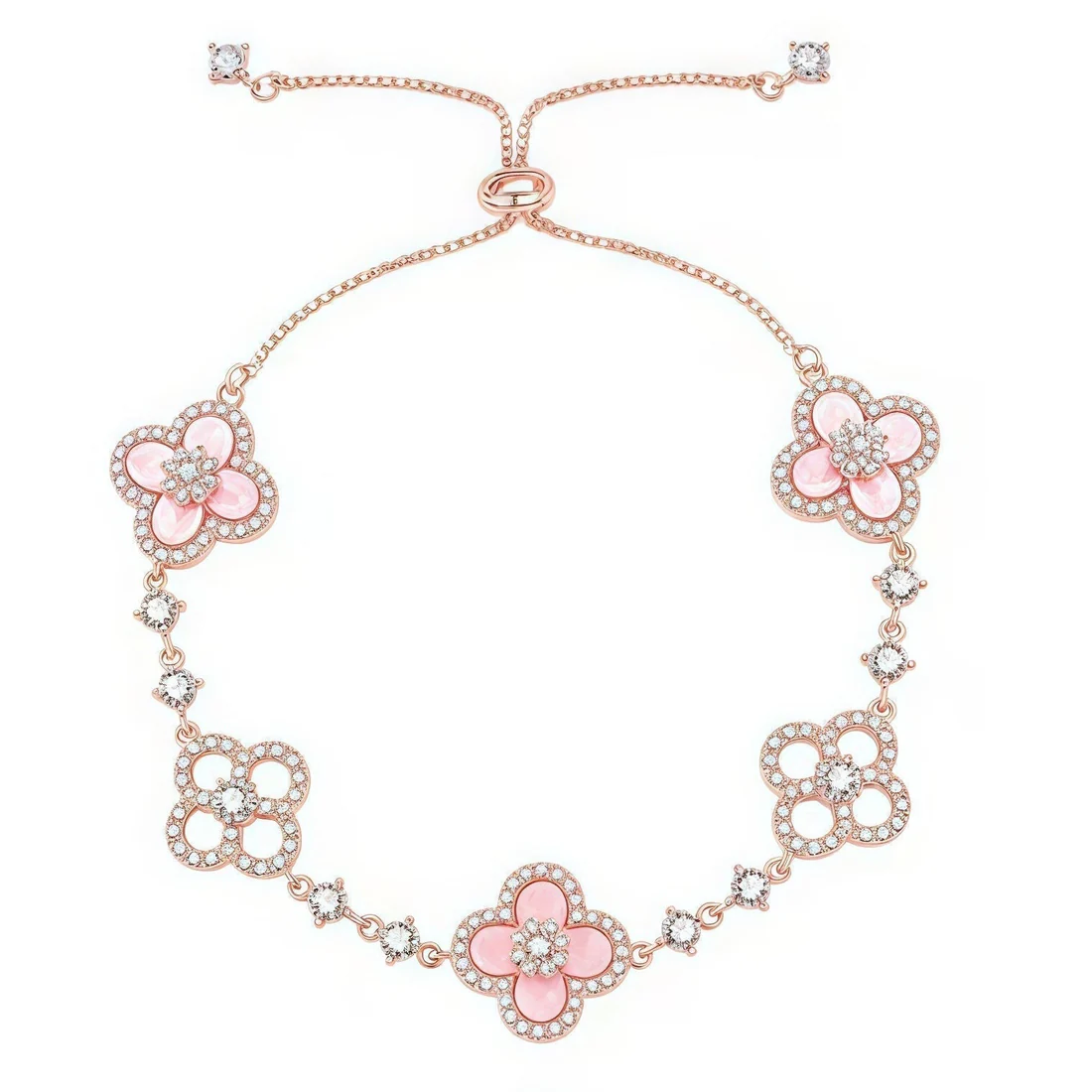 463306299c5b586218a4a76007a98ac_7ca2aff9-0999-4d54-81cb-f86a2e18adcc.webp CLOVER 5 MOTIF PINK BLUE RED WHITE BRACELET - Sakura Pink - Image 1