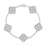CLOVER 5 MOTIF LASER BRACELET COLLECTION - Silver, Diamond