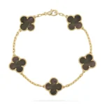 CLOVER 5 MOTIF GRAY MOP BRACELET COLLECTION - Gold, 19
