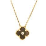 CLOVER 15MM DIAMOND AND MOTHER-OF-GREY NECKLACE - Gold