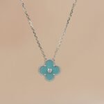 CLOVER 15MM DIAMOND SVRES PORCELAIN NECKLACE SILVER - Silver