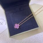 CLOVER 15MM DIAMOND PURPLE VIOLET NECKLACE - Gold