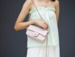 MINI RECTANGLE FLAP BAG 20CM LIGHT PINK LAMBSKIN GOLD HARDWARE - Image 10