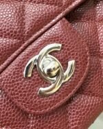 FLAP BAG 25 IN WINE CAVIAR LAMBSKIN SILVER HARDWARE - Image 13