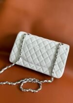 FLAP BAG 25 IN WHITE CAVIAR LAMBSKIN SILVER HARDWARE - Image 2