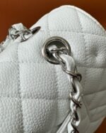 FLAP BAG 25 IN WHITE CAVIAR LAMBSKIN SILVER HARDWARE - Image 7