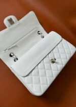 FLAP BAG 25 IN WHITE CAVIAR LAMBSKIN SILVER HARDWARE - Image 12