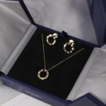 Branded Paris Neckless and Earrings Set Gold - Image 2