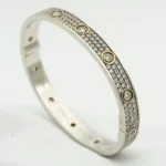 LOVE BRACELET 6.1MM DIAMOND-PAVED 10 BIG DIAMONDS - Silver, 16