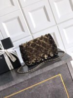 CC 20 SEQUINS FLAP BAG IN BLACK MIX BROWN - Image 2