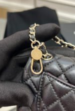 CHANEL 25S FLAP CHARM BAG 13 IN BLACK LAMBSKIN - Image 4