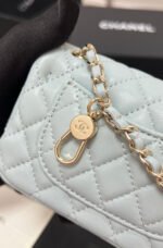 CHANEL 25S FLAP CHARM BAG 13 IN LIGHT BLUE LAMBSKIN - Image 15