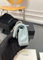 CHANEL 25S FLAP CHARM BAG 13 IN LIGHT BLUE LAMBSKIN - Image 14