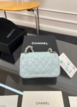 CHANEL 25S FLAP CHARM BAG 13 IN LIGHT BLUE LAMBSKIN - Image 2