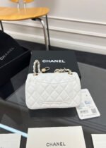 CHANEL 25S FLAP CHARM BAG 13 IN WHITE LAMBSKIN - Image 14