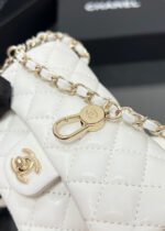 CHANEL 25S FLAP CHARM BAG 13 IN WHITE LAMBSKIN - Image 7