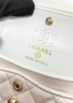 CHANEL 25S FLAP CHARM BAG 13 IN WHITE LAMBSKIN - Image 20