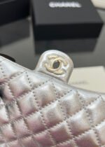 CHANEL 25S FLAP CHARM BAG 13 IN SILVER METALLIC LAMBSKIN - Image 6