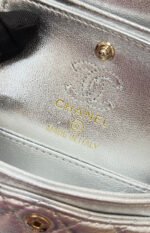 CHANEL 25S FLAP CHARM BAG 13 IN SILVER METALLIC LAMBSKIN - Image 20