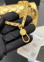 CHANEL 25S FLAP CHARM BAG 13 IN GOLD METALLIC LAMBSKIN - Image 14