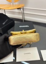 CHANEL 25S FLAP CHARM BAG 13 IN GOLD METALLIC LAMBSKIN - Image 6