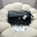 CHANEL 26S FLAP BAG 46 IN BLACK CAVIAR CALFSKIN WITH GOLD HARDWARE