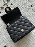 CHANEL 25S CLASSIC FLAP BAG MINI 18 IN BLACK LAMBSKIN WITH GOLD HARDWARE - Image 11