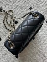 CHANEL 25S CLASSIC FLAP BAG MINI 18 IN BLACK LAMBSKIN WITH GOLD HARDWARE - Image 5