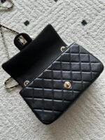 CHANEL 25S CLASSIC FLAP BAG MINI 20 IN BLACK LAMBSKIN WITH GOLD HARDWARE - Image 12