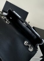 FLAP BAG 20 IN BLACK AND WHITE SEQUINS SILVER HARDWARE - Image 14