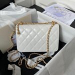 CHANEL 25S MINI FLAP BAG 22 IN WHITE CALFSKIN GOLD HARDWARE - Image 8