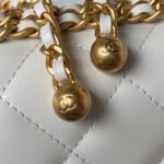 CHANEL 25S MINI FLAP BAG 22 IN WHITE CALFSKIN GOLD HARDWARE - Image 10