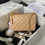 CHANEL 25S MINI FLAP BAG 22 IN TAN BROWN CALFSKIN GOLD HARDWARE - Image 11
