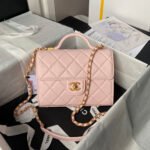 CHANEL 25S FLAP BAG 21 CM IN LIGHT PINK LAMBSKIN WITH TOP HANDLE - Image 10