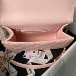 CHANEL 25S FLAP BAG 21 CM IN LIGHT PINK LAMBSKIN WITH TOP HANDLE - Image 18