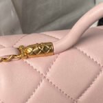 CHANEL 25S FLAP BAG 21 CM IN LIGHT PINK LAMBSKIN WITH TOP HANDLE - Image 13
