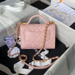 CHANEL 25S FLAP BAG 18 CM IN LIGHT PINK GRAINED LAMBSKIN WITH TOP HANDLE - Image 13