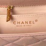 CHANEL 25S FLAP BAG 18 CM IN LIGHT PINK GRAINED LAMBSKIN WITH TOP HANDLE - Image 8