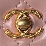 CHANEL 25S CLASSIC COCO HANDLE BAG 23 CM IN LIGHT PINK LAMBSKIN WITH GOLD HARDWARE - Image 13