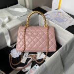 CHANEL 25S CLASSIC COCO HANDLE BAG 23 CM IN LIGHT PINK LAMBSKIN WITH GOLD HARDWARE - Image 11