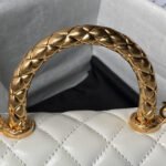 CHANEL 25S CLASSIC COCO HANDLE BAG 19 CM IN WHITE LAMBSKIN WITH GOLD HARDWARE - Image 12