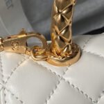 CHANEL 25S CLASSIC COCO HANDLE BAG 19 CM IN WHITE LAMBSKIN WITH GOLD HARDWARE - Image 11