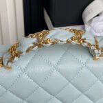 CHANEL 25S FLAP BAG 19 IN LIGHT BLUE CALFSKIN GOLD HARDWARE - Image 13