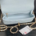 CHANEL 25S FLAP BAG 19 IN LIGHT BLUE CALFSKIN GOLD HARDWARE - Image 14