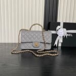 CHANEL 25S FLAP BAG 22 IN CHARCOAL GRAY CALFSKIN GOLD HARDWARE - Image 10