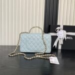 CHANEL 25S FLAP BAG 22 IN LIGHT BLUE CALFSKIN GOLD HARDWARE - Image 2
