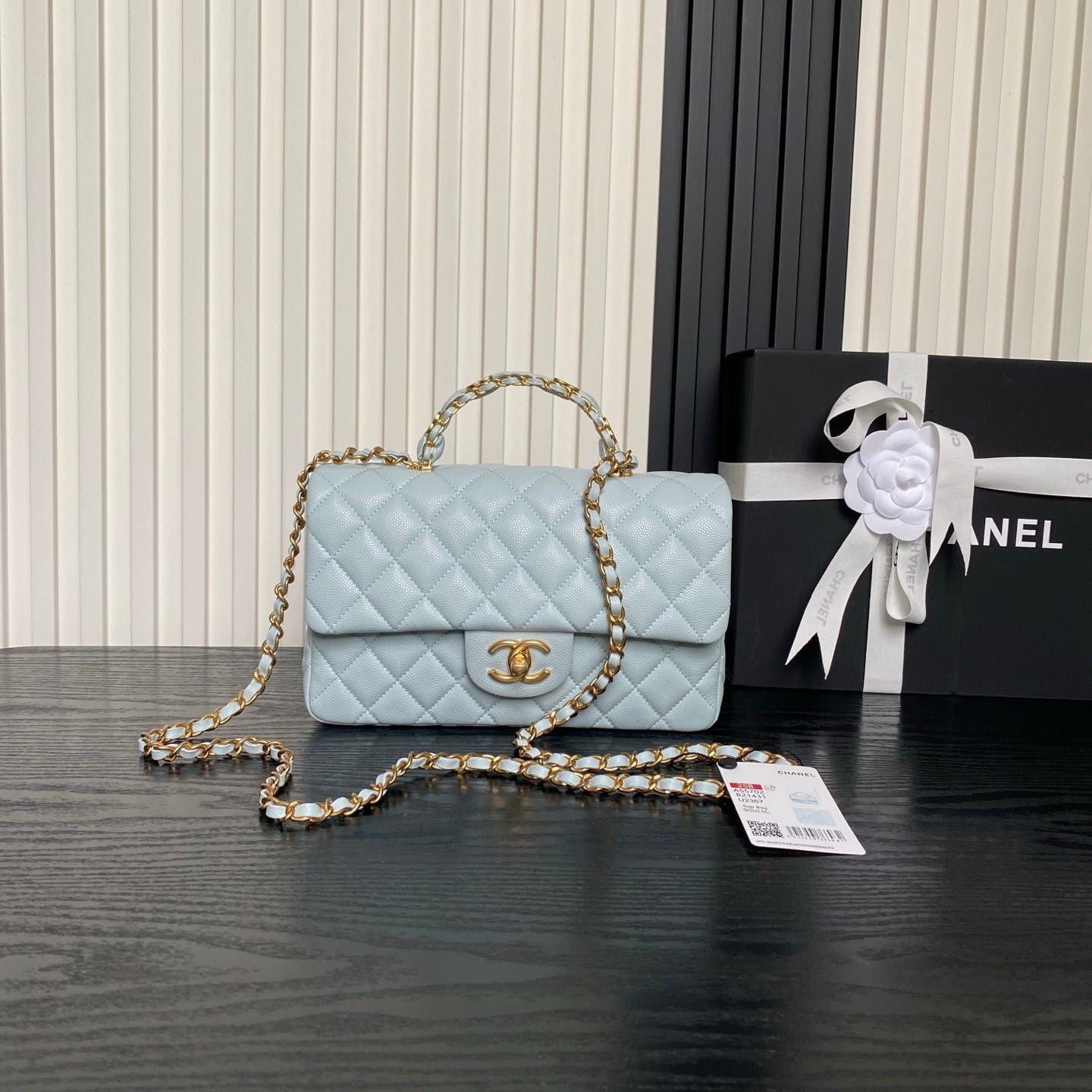img_70762a6f_20250816_i1755291075972_2393_0_0_jpg CHANEL 25S FLAP BAG 22 IN LIGHT BLUE CALFSKIN GOLD HARDWARE - Image 1